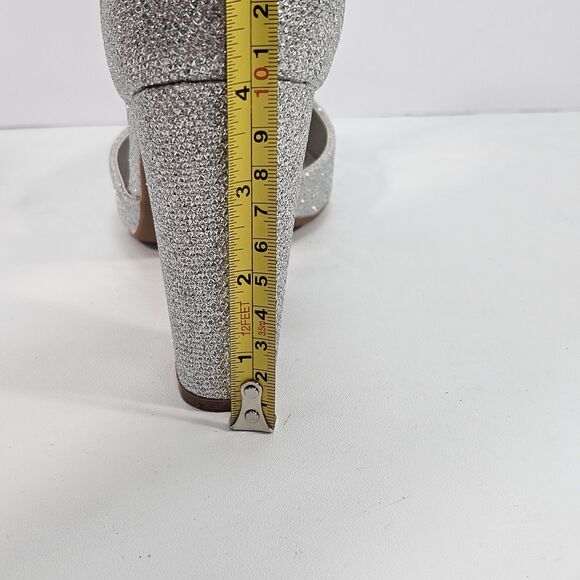 Dream Pairs COCO Silver Glitter Pointed Toe Block Heel Ankle Strap Pumps 8.5 - Picture 6 of 9
